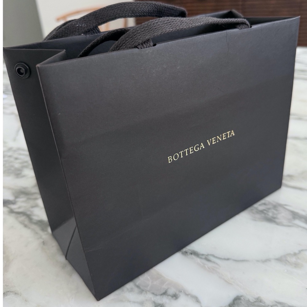 Bottega Veneta Brown Paper Shopping Bag with Snap Closures and Rope Handle Small